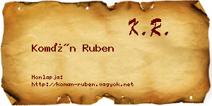 Komán Ruben névjegykártya